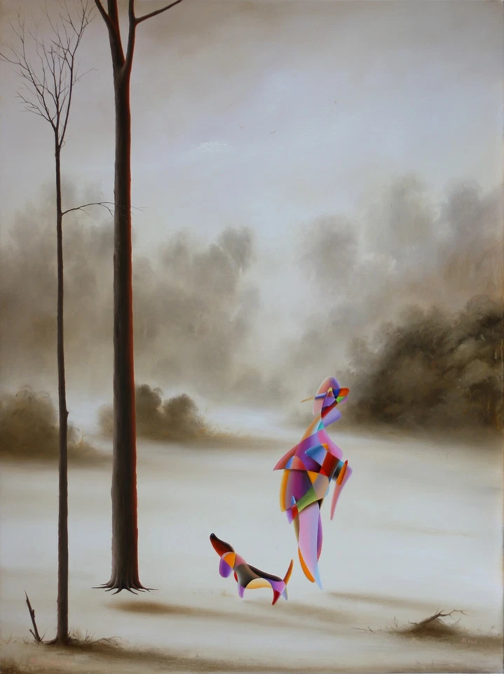 Leinwand Bild ca.60x50cm Druck Keilrahmen handsigniert "Auf d.Jagd"A. Shcheglov - Bild 1 von 1