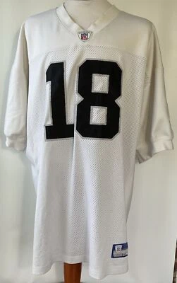 Camiseta cosida vintage Reebok Oakland Raiders #18 Randy Moss talla 54 Foto 1 de 4