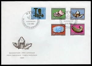 523 - Svizzera, FDC - Pro patria. Minerali e fossili, 01/06/1960 - Picture 1 of 1
