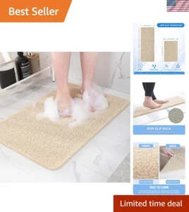 Beige rutschfeste Badematte - schnell trocknend & bequem 24x16 Zoll Fußschrubber - Bild 1 von 8