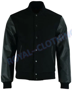 Varsity Bomber Letterman hochwertige Wolle & Echtlederärmel Jacke - Bild 1 von 12