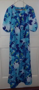 MAXI VESTIDO DE COLECCIÓN HAWAIANO FLORAL HAWAIANO MUUMUU FLORES DE POLIETILENO TALLA 10 - Imagen 1 de 12