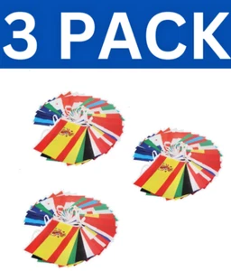 3 PACKS - 10 Metre 24 X 9' X 6" European Euro Flags Fabric Party Banner Bunting - Picture 1 of 9