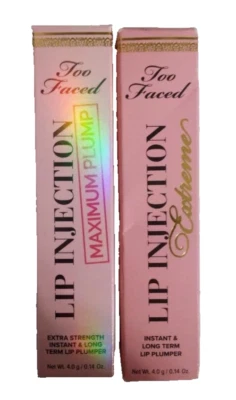 Too Faced Lip Gloss Injection Extreme Bubblegum Yum  AND COTTON CANDY KISSES SET - Image 1 of 4