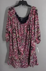 New-WOMAN'S STYLE & CO. 3/4 SLEEVE PULLOVER BLOUSE.FLORAL.PRINT.SZ 3X REG.$46 - Picture 1 of 9