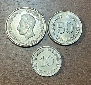 Set of 3 Coins from Ecuador, Circulated World / Foreign Coins — FREE Shipping! - Picture 1 of 5