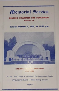 1975 folleto de servicio conmemorativo del departamento de bomberos voluntarios Reading PA. - Imagen 1 de 3