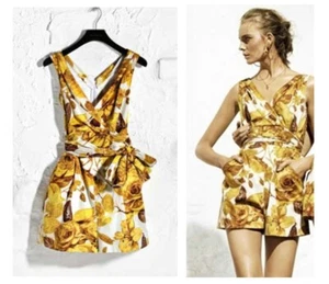 AUTÉNTICO SS2011 Dolce&Gabbana Vestido Mameluco Algodón Amarillo Estampado Floral IT 40 - Imagen 1 de 19