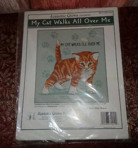 Kit de punto de cruz contado Jeanette Crews My Cat Walks All Over Me 1195-12-K BONIFICACIÓN - Imagen 1 de 6