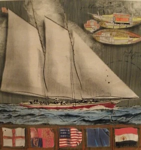Michael Warnica, "Yacht V", Mischtechnik auf Papier, gerahmt - Bild 1 von 2