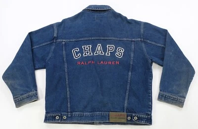 Rare Vintage CHAPS Ralph Lauren Spell Out Denim Jean Jacket 2000s Polo Blue SZ L - Image 1 of 4