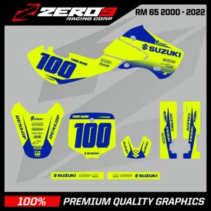 Kit de gráficos personalizado MX: SUZUKI RM65 2003 - 2005 - BLOQUE F-AMARILLO/AZUL - Imagen 1 de 6