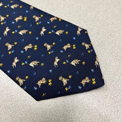 Salvatore Ferragamo Corbata todo el patrón Perro auténtico hecho en Italia... - Imagen 1 de 4