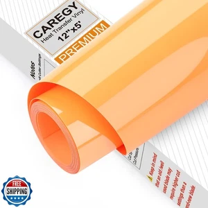 Rollo de vinilo de transferencia de calor para planchar CAREGY HTV (12''x5', naranja claro) - Imagen 1 de 5