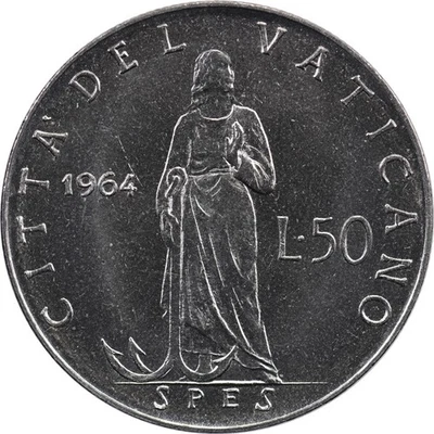 梵蒂冈城 - 50 里尔 - 1964 年 - AUNC - Hope — 第 1/2 张图片