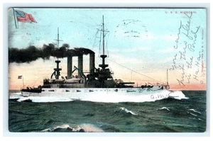 USS Missouri Schlachtschiff Lithographie Postkarte 1908 N.L. Stebbins - Bild 1 von 2