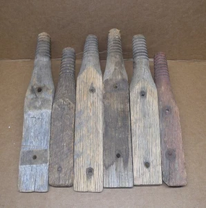 Lot of 6 Post Mount Insulator Pegs Wood Threaded Telephone Telegraph Antique - Picture 1 of 3