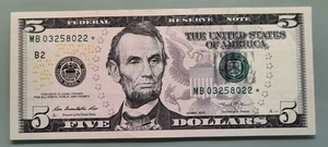 2013 Five Dollar Federal Reserve Note $5 STAR NOTE Circulated #96476 - Picture 1 of 2