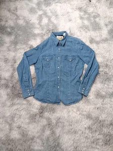 Roper Shirt Womens L Large denim Pearl Snap Embrodiered Long Sleeve Rodeo - Picture 1 of 9