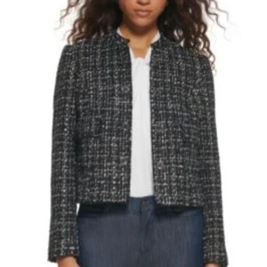 Tommy Hilfiger Womens Tweed Open-Front Jacke Black Multi 12 - Picture 1 of 1