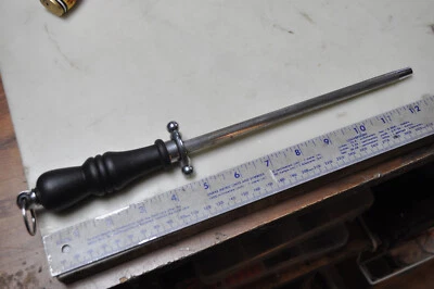 Heavy duty Black Plastic Handle Knife Steel Sharpener  , 8 "  Unmarked, used - Image 1 of 4