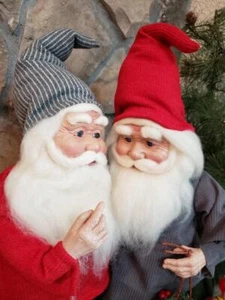Set 2 NWT 20" Santa's Elves ELF Red Gray Christmas Figure Display Prop - Picture 1 of 12
