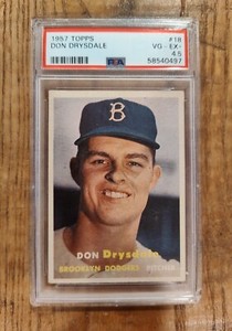 1957 Topps DON DRYSDALE #18 RC HOF PSA 4.5 VG-EX+ Nicely Centered