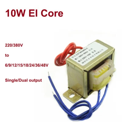 Transformador de CA de 10 W EI Core 220/380 V a 6/9/12/15/18/24/36/48 V simple/doble Foto 1 de 4