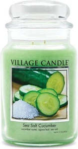 Village Candle Sea Salt Cucumber, Large Glass Apothecary Jar Scented Candle, 21. - Picture 1 of 7