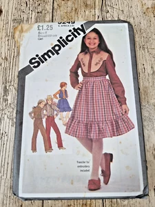 Simplicity 5249 Sewing Pattern Girls Western Outfit Size 8 27" Bust Vintage FAB - Picture 1 of 4
