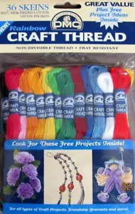 DMC Craft Thread 36 Skeins 10 Yd Each Skein Mercerized Cotton Rainbow Colors NIP - Picture 1 of 1