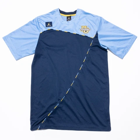Nike Jordan Marquette Basketball Shirt Men's Medium Warm-Up Golden Eagles Blue Cover