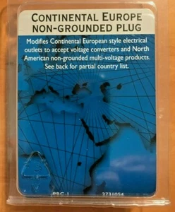 NORTH AMERICAN TO CONTINENTAL EUROPE NON-GROUNDED PLUG ADAPTER - Picture 1 of 3