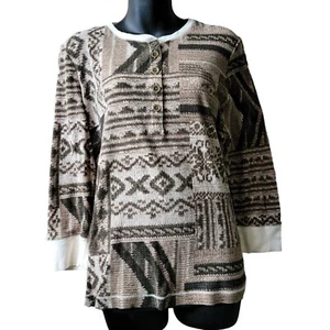 Lauren Jeans Co. Ralph Lauren XL Beige Southwestern Print Langarm Henley - Bild 1 von 15
