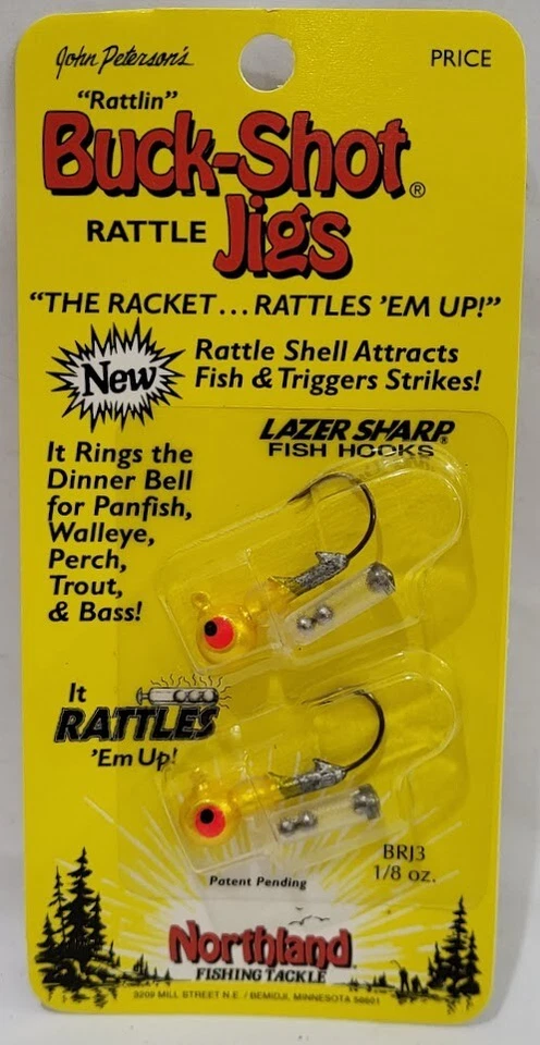 2 gabaritos de chocalho Northland Buck-Shot 1/8 oz ouro BRJ3 isca de truta para robalo Walleye Perch - Imagem 1 de 2