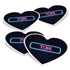 4x Heart Vinyl Stickers Neon Sign Design Tori Name #353555