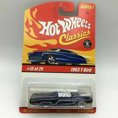 T-BIRD 1963 FORD THUNDERBIRD '63 DARK BLUE 1/64 HOT WHEELS CLASSICS #13 OF 25 - Image 1 of 3