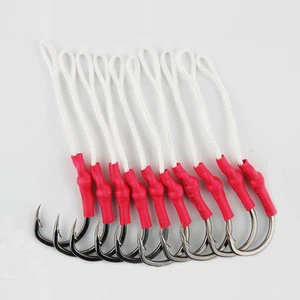 20 ganchos de asistencia gancho de pesca jigging negro acero inoxidable con línea PE 1/0-10/0 - Imagen 1 de 21