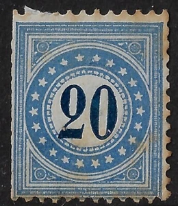 Switzerland 1878 Scott J6, type I, MNG, 20 c blue,  CV $200   (a5926x - Picture 1 of 3