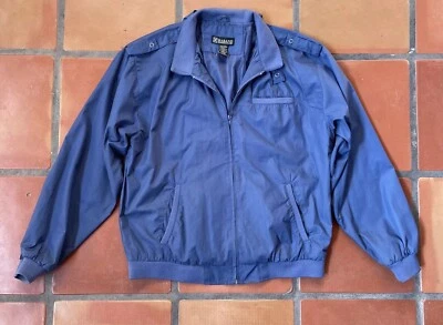 Chaqueta Bomber Vintage Marca Haband Azul Cremallera Completa Talla Mediana Años 80 90 Papá Soprano Foto 1 de 4