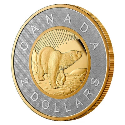 2021 CANADA $2 Renewed Silver Toonie 25th Anniversary of $2 Gilded 2oz Mtg.2,500 - Image 1 of 4