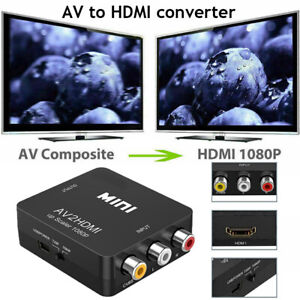 RCA CVBS AV to HDMI 1080P Video Audio Composite Converter Mini Adapter HDTV/DVD+