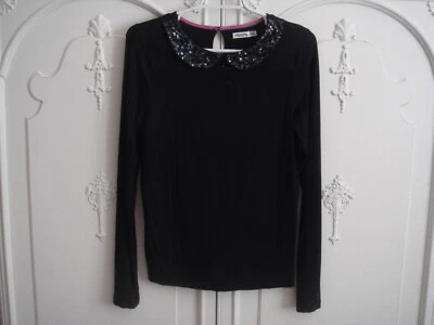 JOHNNIE B Mini Boden Girls black Long Sleeve Sequined Collar Top 15-16Y    - Image 1 of 4