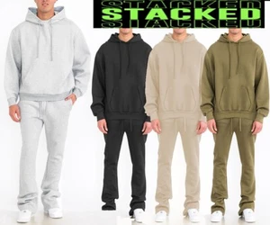 Traje de chándal apilado acampanado para hombre chaqueta y pantalones a juego ajuste regular EE. UU. S-2XL - Imagen 1 de 19
