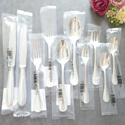 Christofle Perles Silverplate Flatware Standard Knife Fork Spoon 10pcs Brand New - Image 1 of 4