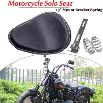 Motorcycle Spring Solo Seat Black For Harley Sportster XL883 1200 Bobber Chopper - Image 1 of 4