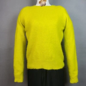 H&M Wmns Sz 6 Bright Yellow Angora Blend Sweater Pullover Jumper ComfyCore Basic - Picture 1 of 9