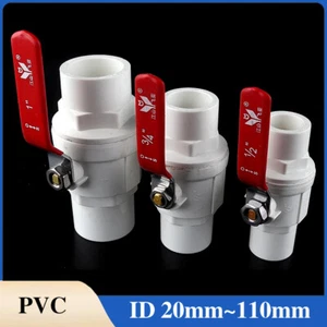 PVC Ball Valve Solvent Weld,For 20/25/32/40/50/63/75/90/110mm Water Pipe White - Picture 1 of 15