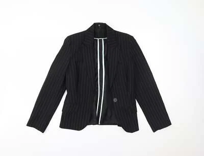 New Look Womens Black Striped Polyester Blend Blazer Size 12 - Image 1 of 4