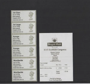 MACHIN MA13 85th SCOTTISH CONGRESS 2014 B001 Collector Strip POST GO SCARCE - Picture 1 of 1